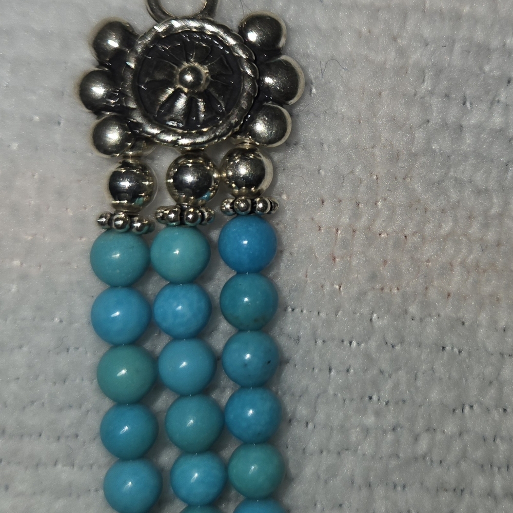 Turquoise and Silver Beaded Bracelet - Picture 3 of 5